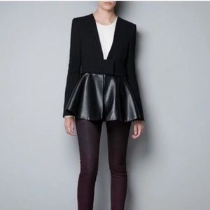 Zara woman studio   Peplum leather blazer
